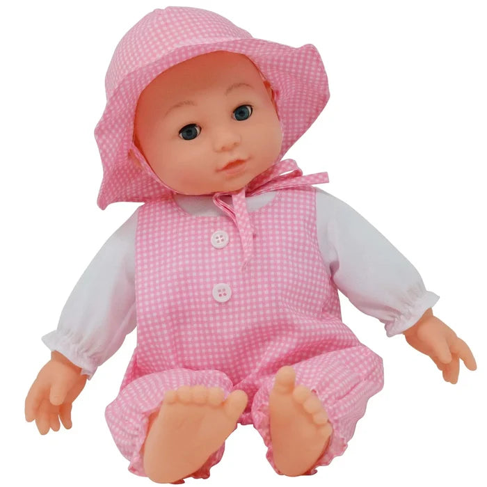 16 in. Realistic Baby Doll Plush Body-Gingham Print