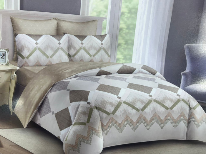 Blue Chevron Geometric 4pc Duvet Set – 5x6