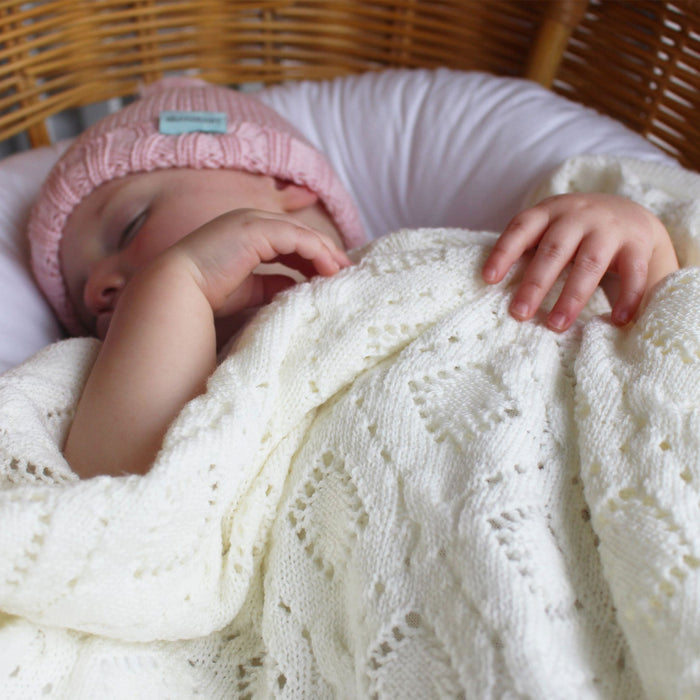 Branberry Heirloom Bassinet Blanket - White