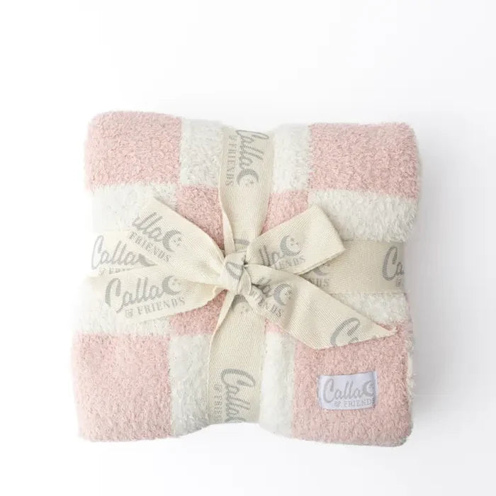 Calla & Friends Bliss Check Blanket-Petal Pink