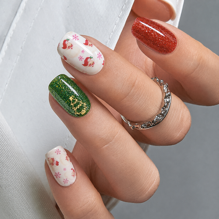 Christmas Santa Snowflake Glitter Gel Nail Stickers