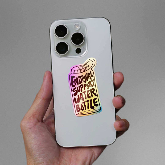 Emotional Support Water Bottle Holographic Sticker - Holographic stickers | STICK IT UP
