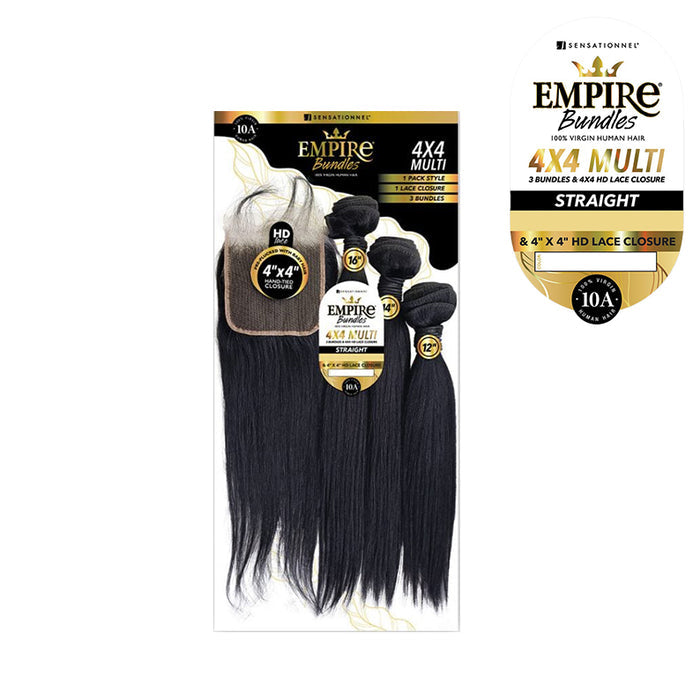 Sensationnel Empire Bundles 4x4 straight hair bundles with 3 straight hair bundles and lace closure