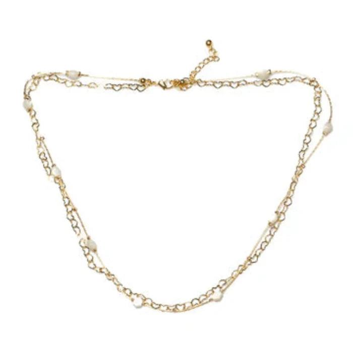 Heart Chain Necklace White GOLD
