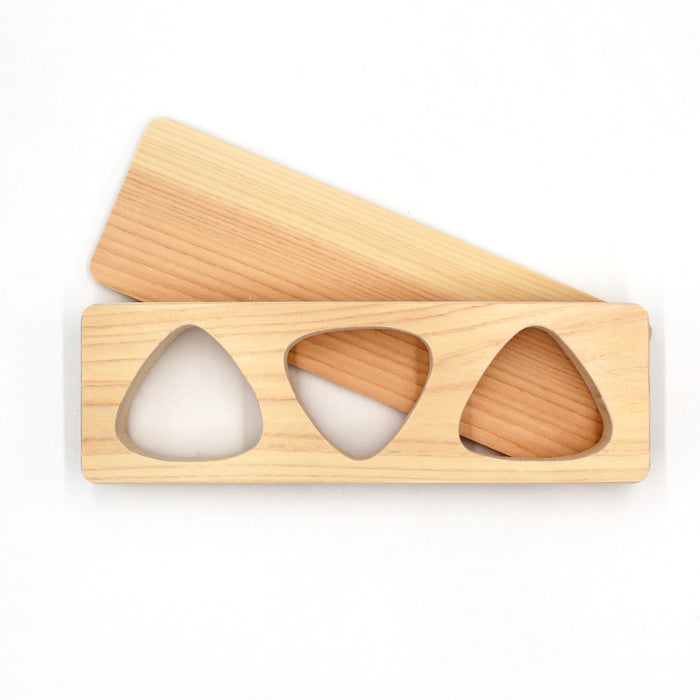 Hinoki Wood Mold for Onigiri with Plate (3 holes)