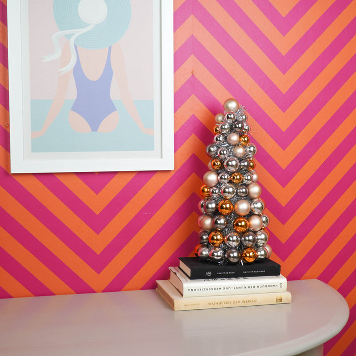 Kerst Decoratie - Kerstballen Kerstboom - Kunststof - Taupe/Oranje - 19x41 cm