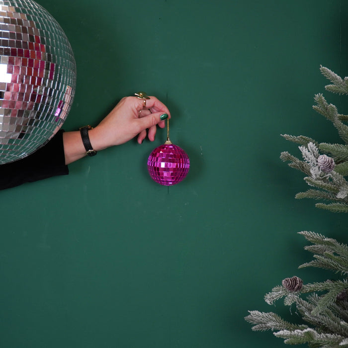 Kerstversiering - Kersthanger - Discobal - Foam - Roze - 8x8x8cm