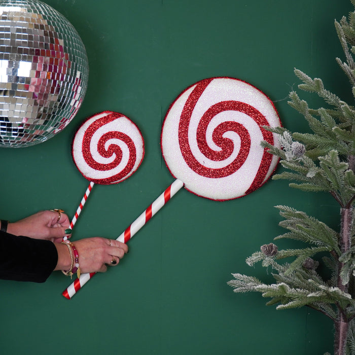Kerstversiering - Lolly - Wit/ Rood - Foam - 15x35cm