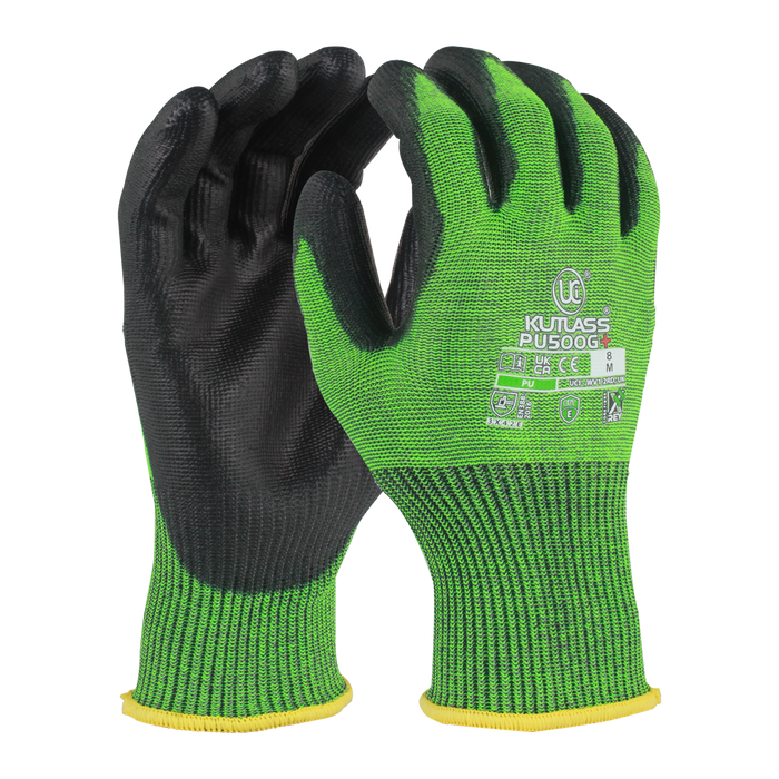 Kutlass PU500G+ - Premium Green ISO Cut E XREY Yarn PU Coating