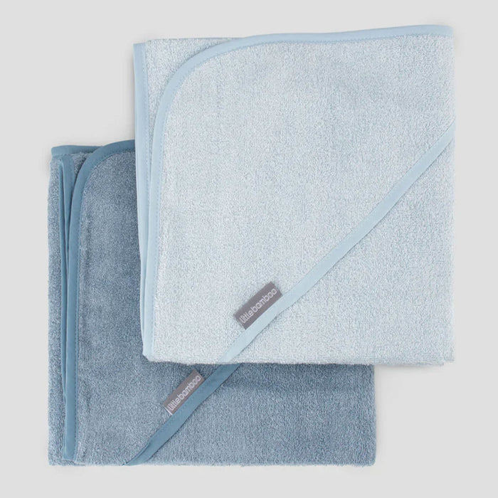 Little Bamboo Baby Hooded Towel 2PK - Retro Blue