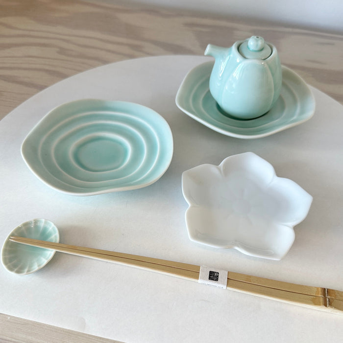 Lotus Bluegreen Soy Sauce Cruet and Saucer Set