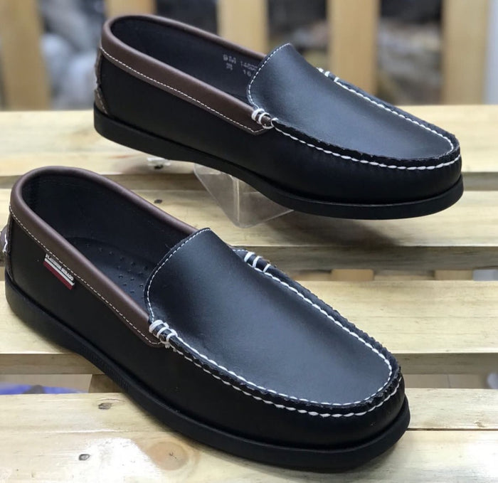 Men's Two-Tone Black & Brown Leather Loafers – Sebago