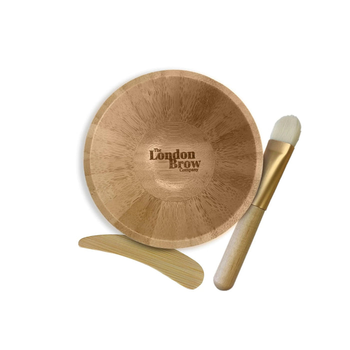 Mini Bamboo Mixing Bowl with Brush and Spatula - The London Brow Company