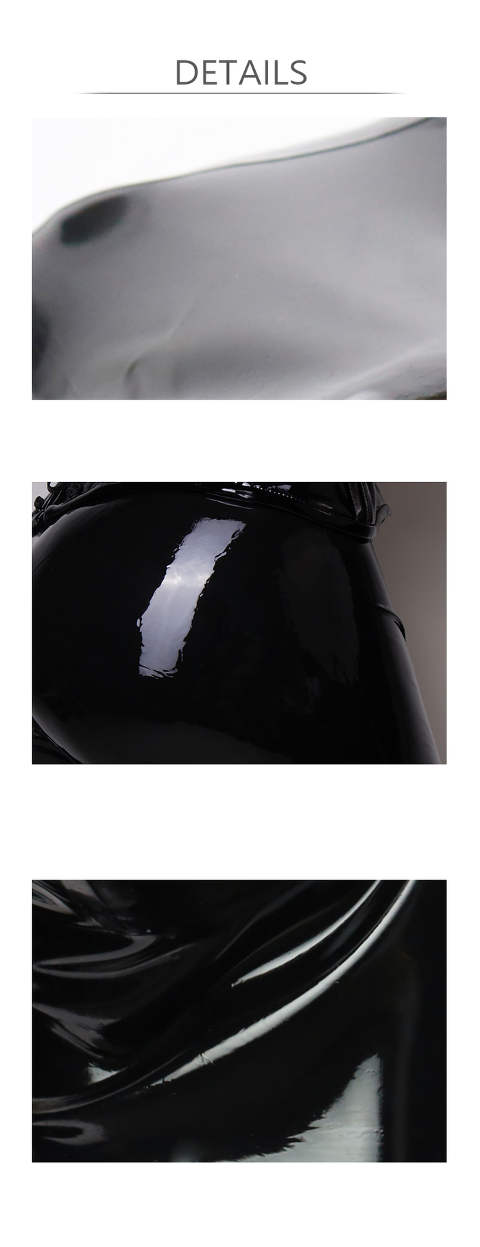 Shiny black latex pantyhose from NEOGAN NP10 collection by Inthemask by Moli's, featuring a smooth, glossy finish and snug fit.