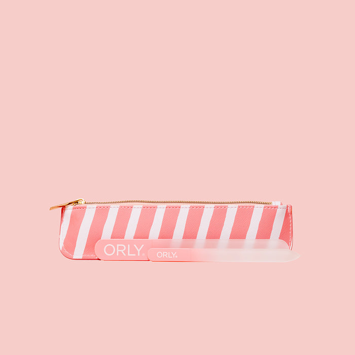 ORLY File Set Duo With Pink & White Stripe Case