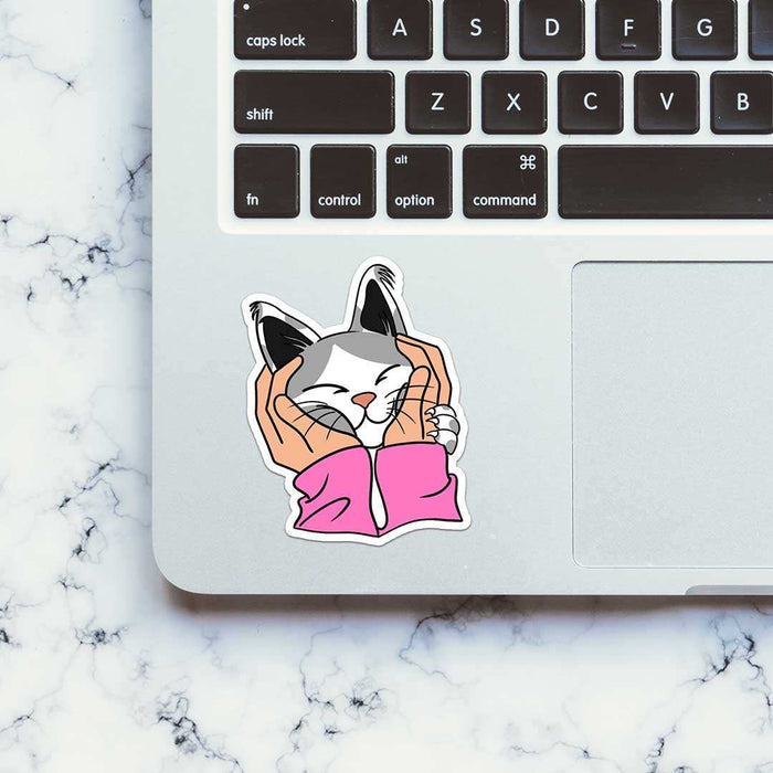 Petting A Cat Sticker - Stickers | STICK IT UP