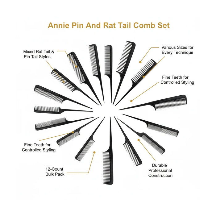 Pin & Rat Tail Comb Combo 12pcs #94
