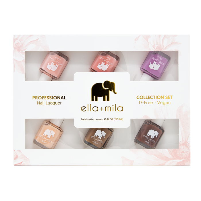Sheer Collection Set A 6-pack nail polish gift box, front view