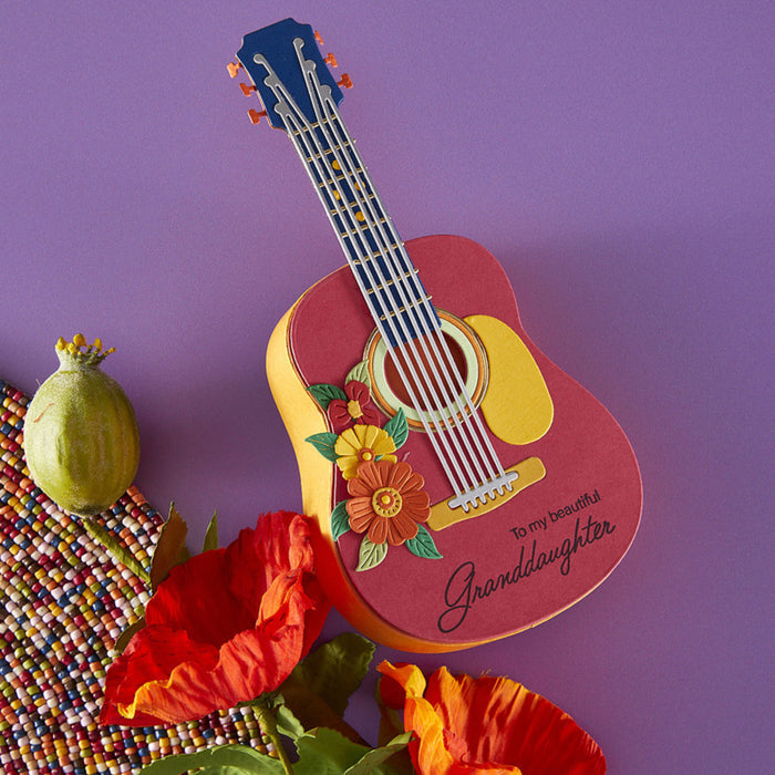 Spellbinders - Die - Bibi's Musical Notes - Majestic Guitar. Available at Embellish Away in Bowmanville Ontario Canada. Example by brand ambassador.