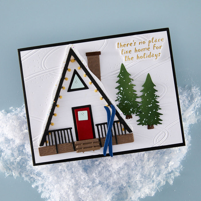 Spellbinders - Die - Ski-son's Greetings - Ski Lodge. Available at Embellish Away in Bowmanville Ontario Canada. Example by brand ambassador.