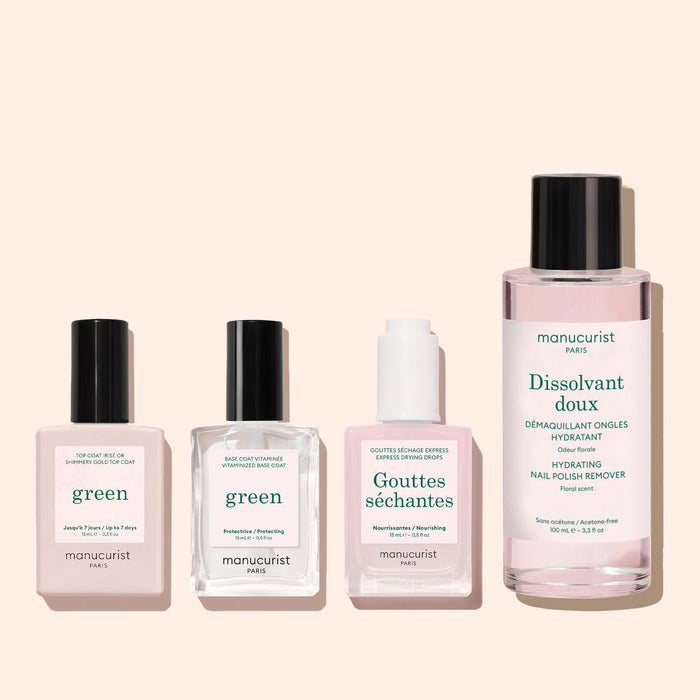 Pailleté Or / + Base Coat + Gouttes Séchantes + Dissolvant Doux