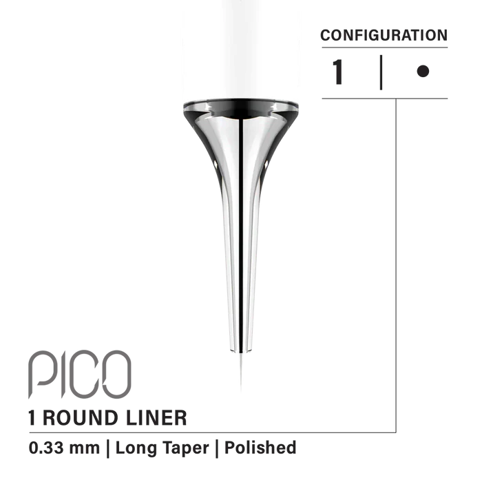 Vertix Pico Round Liner 1 / 0.33 mm Long Taper (20 pack) Supreme Permanent