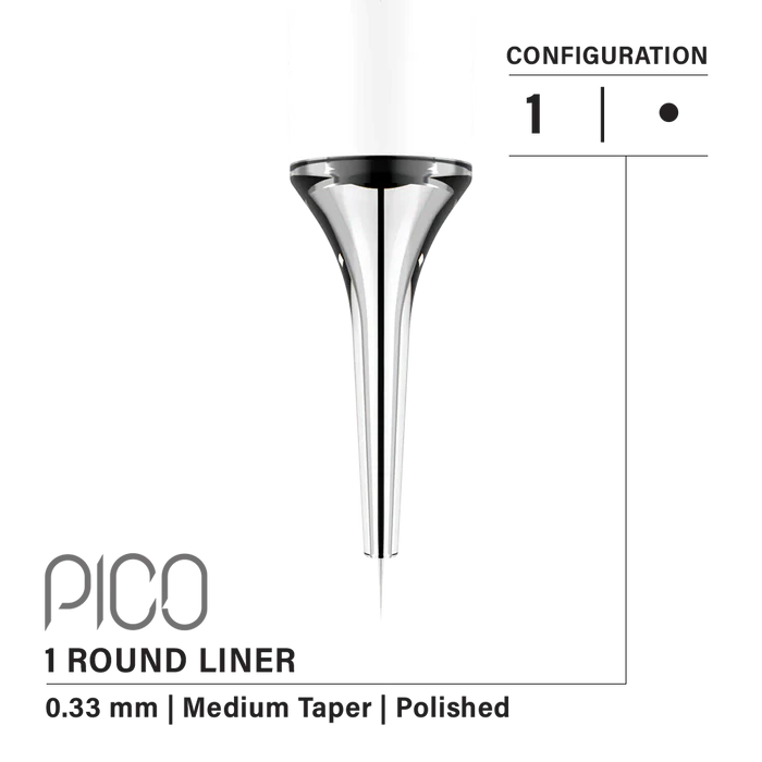Vertix Pico Round Liner 1 / 0.33 mm Medium Taper (20 pack) Supreme Permanent