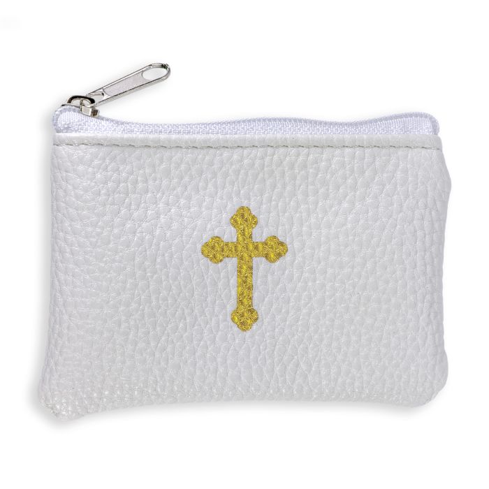 White Cross Rosary Pouch