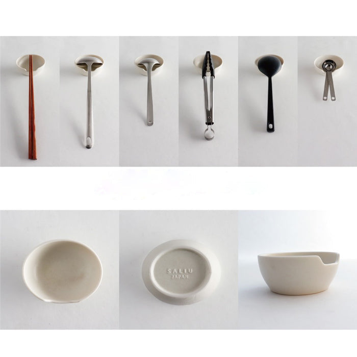 White Porcelain Ladle and Utensil Stand