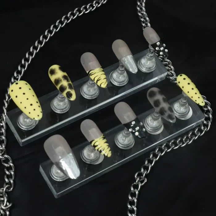 10pcs high-end leopard print polka dot contrasting color designhandmade French Tip Nail