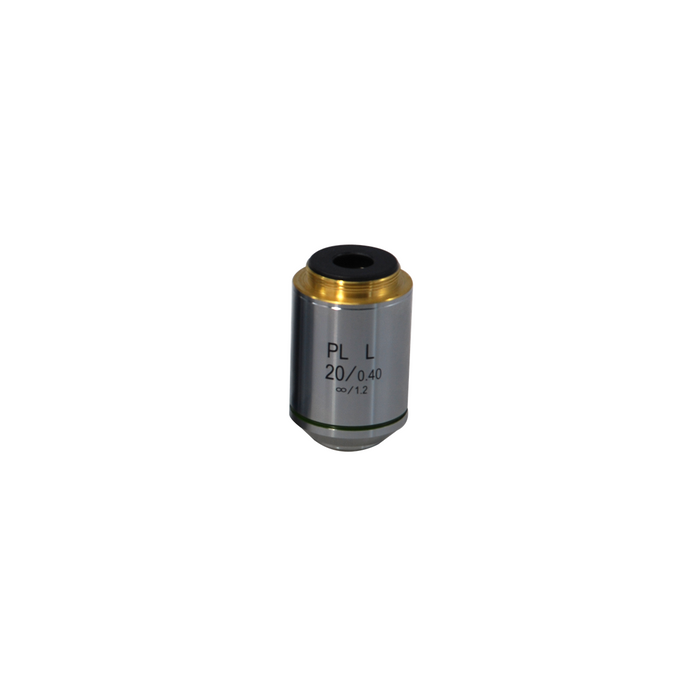 20X Infinity-Corrected Long Working Distance Plan Achromatic Microscope Objective Lens Working Distance 8.0mm, SKU BM14053431, three quarter front view