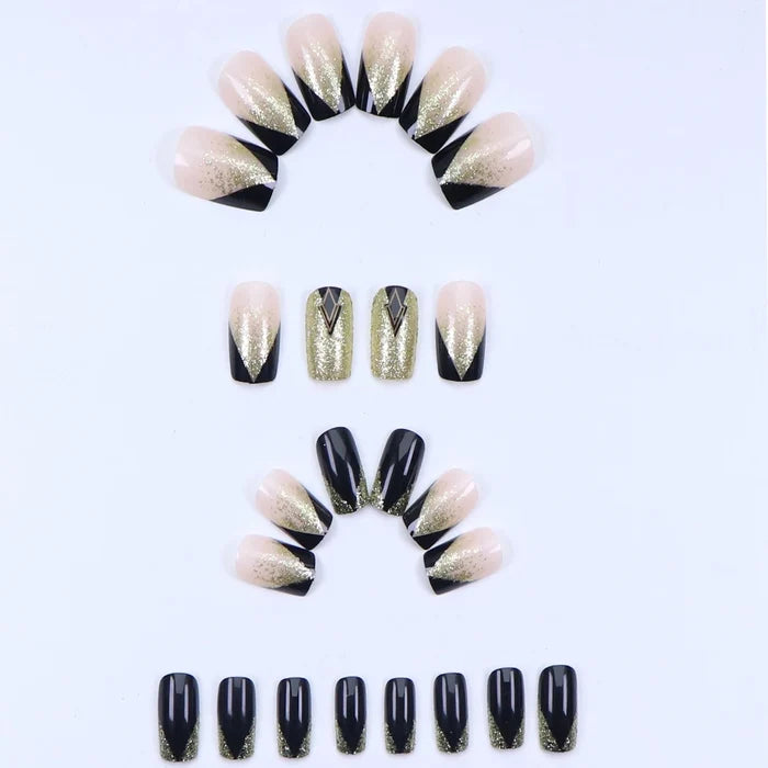 24 PCs Short French Flash Nails with 1 Jelly and 1 Nail File