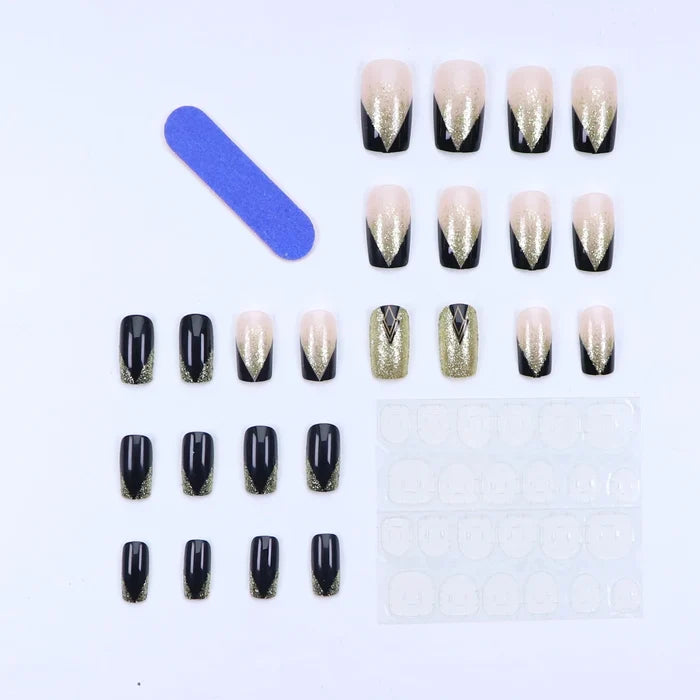 24 PCs Short French Flash Nails with 1 Jelly and 1 Nail File