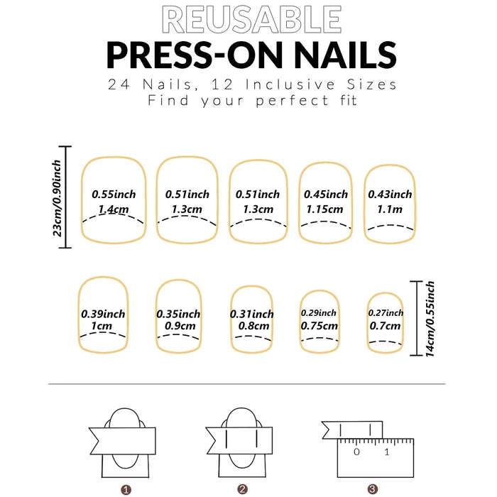 24 PCs Short French Flash Nails with 1 Jelly and 1 Nail File