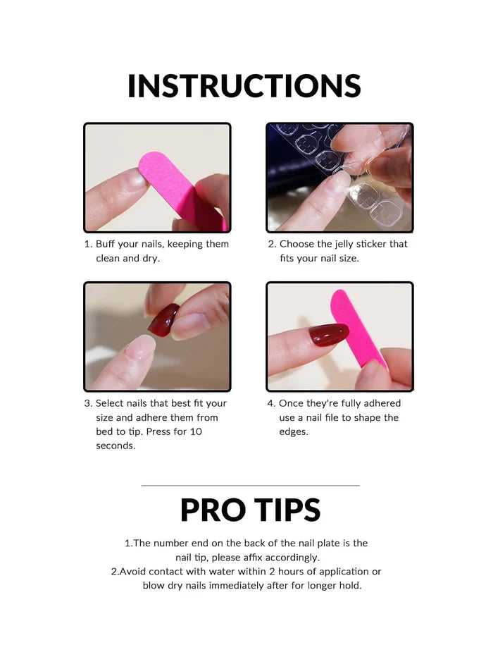 24 PCs Short French Flash Nails with 1 Jelly and 1 Nail File