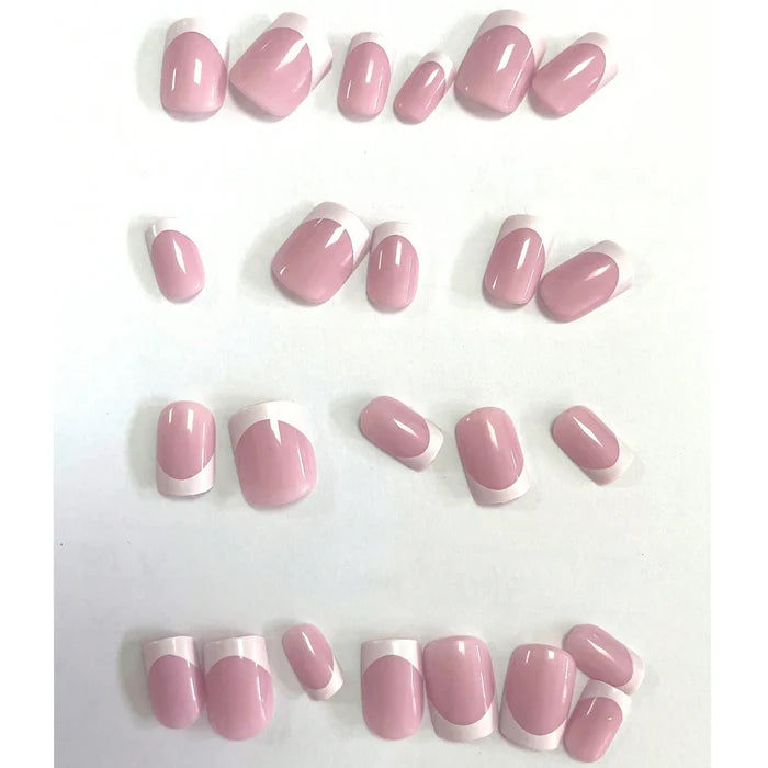 24 PCs Short French Minimalist Nails with 1 Jelly and 1 Nail File
