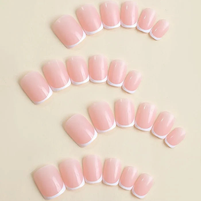 24 PCs Short French Minimalist Nails with 1 Jelly and 1 Nail File