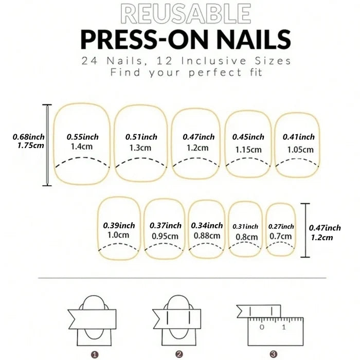 24 PCs Short French Minimalist Nails with 1 Jelly and 1 Nail File