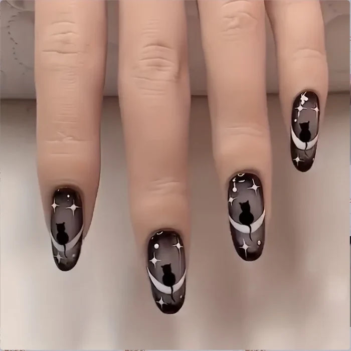 24PCS Almond-Pressed Nail Shorts, Pink False Nails, Elegantly Crafted Golden French Tips Golden and Charming