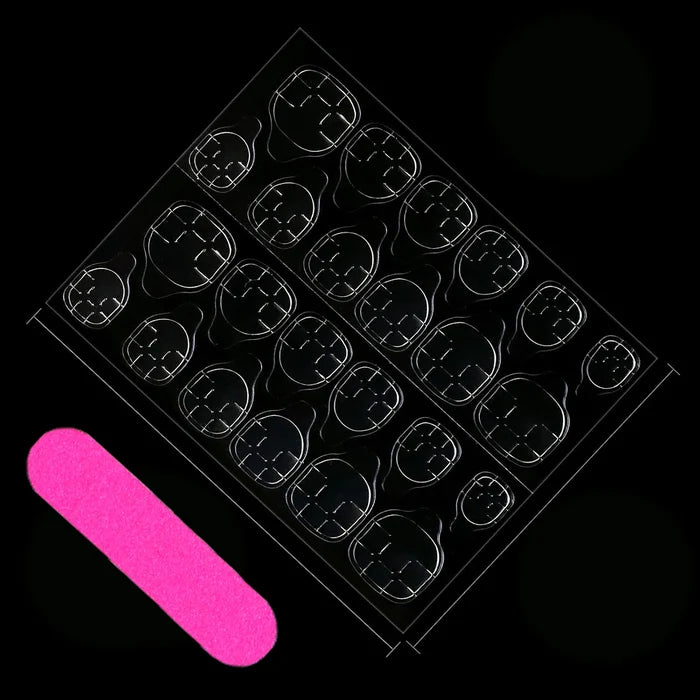 24PCS Black French Pointed Nail, Short Almond Nail Press, Women'S Acrylic French Nail, Short French Fake Nail