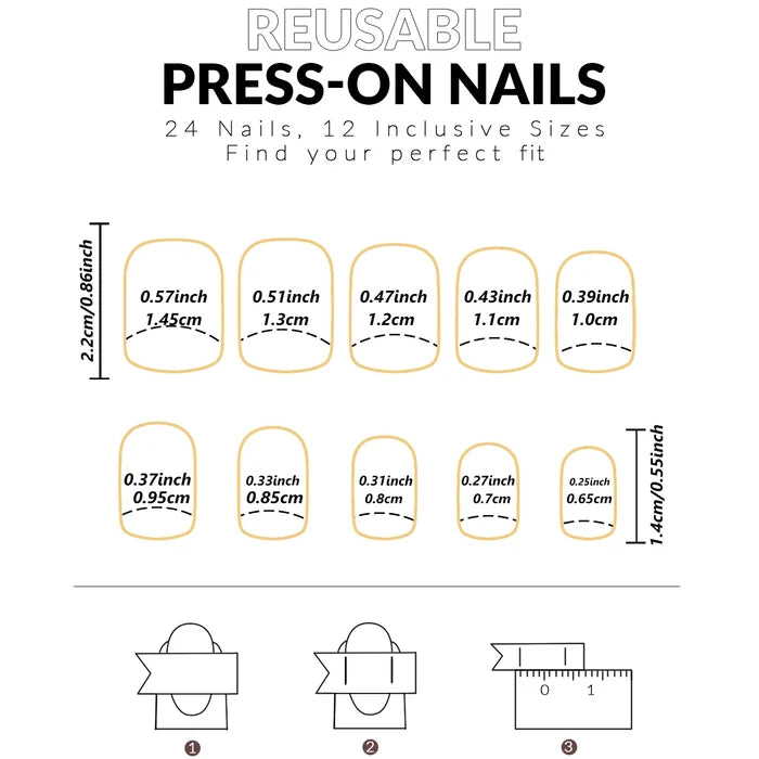 24pcs Press on Nails Short Bowknot Black Press on Nails Sweet French Tip Press on Nails Cute Nail Artificial