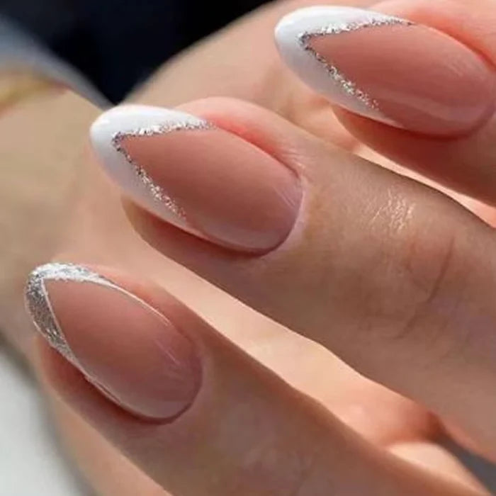 24pcs Short French Gradient Pink & White False Nails For Party, Dance, Daily Wear Press On Nails Nail Supplies