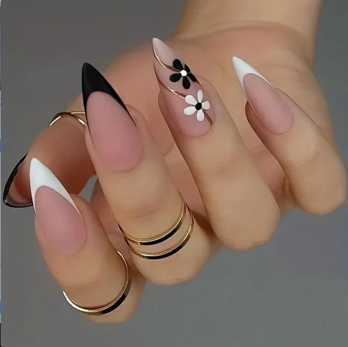 24pcs Short French Gradient Pink & White False Nails For Party, Dance, Daily Wear Press On Nails Nail Supplies