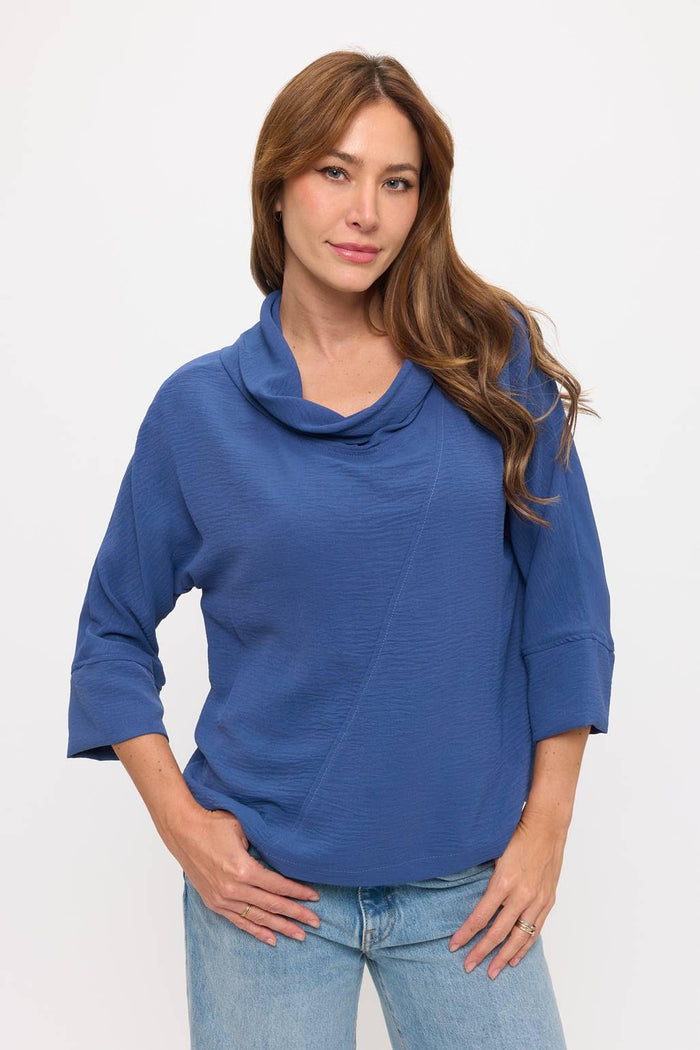 3/4 Sleeve Cowl Neck