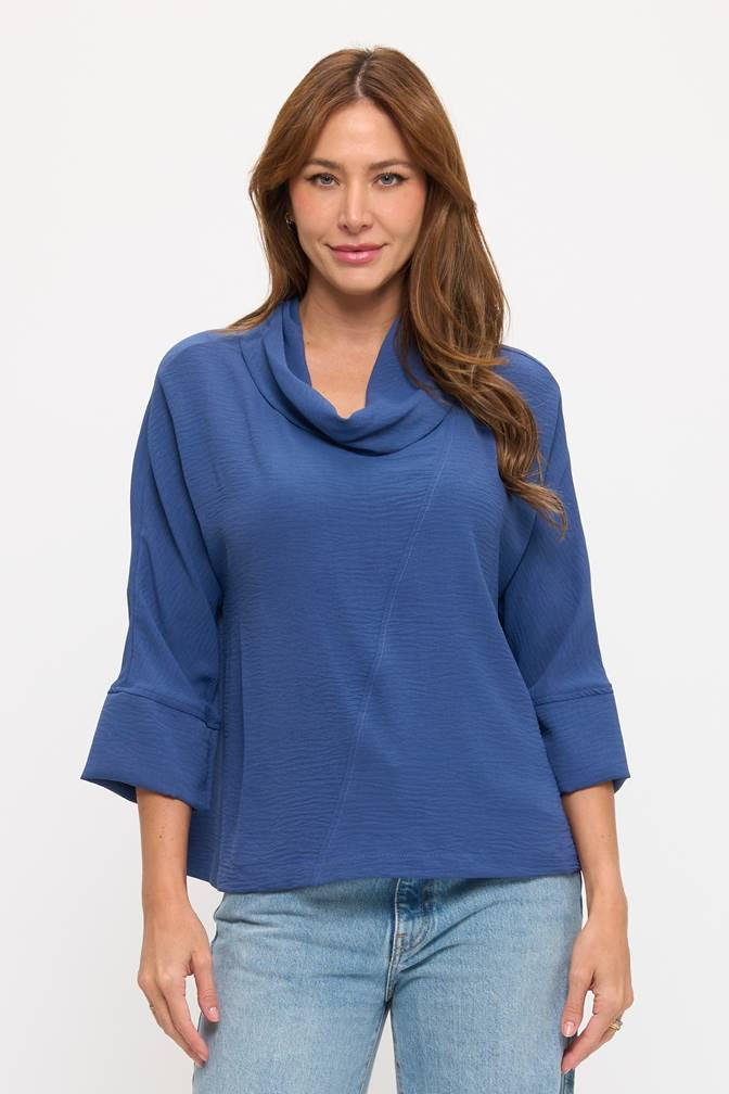 3/4 Sleeve Cowl Neck