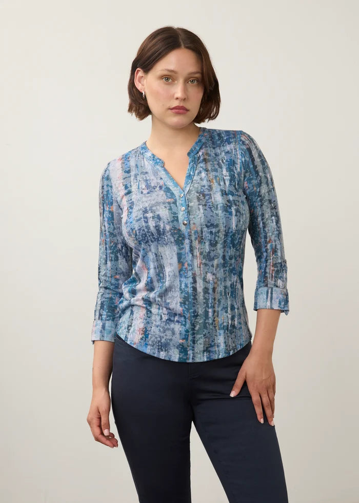 3/4 Sleeve Henley Top