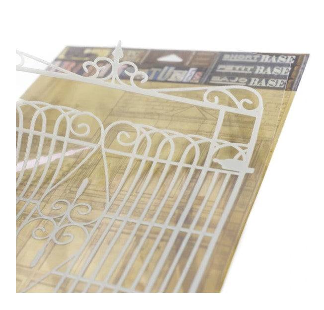 7Gypsies - Architextures Short Base - Gate. These adhesive pieces of vintage artwork can be used as a background, layer or embellishment for a wide range of craft projects. They are so easily transformed with a bit of ink, paint or dye. Bases can be used as is or altered to change the color, distressing or finish. You can transform them right on the acetate carrier giving you the space to alter them without changing the look and color of you mixed media or craft base. When it is the way you want