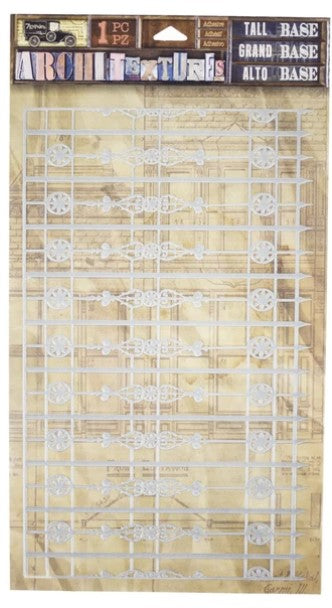 7Gypsies - Architextures Tall Base - Fence. Something new to craft with, these wonderful Bases were created to jump start the mixed media layering process when a textured background is desired, but there is not time for stencils and mediums. Get the look with this fun new patented technology that starts the layering process, but offers so much more that the traditional techniques cannot. Bases can be used as is or altered to change the color, distressing or finish. You can transform them right o