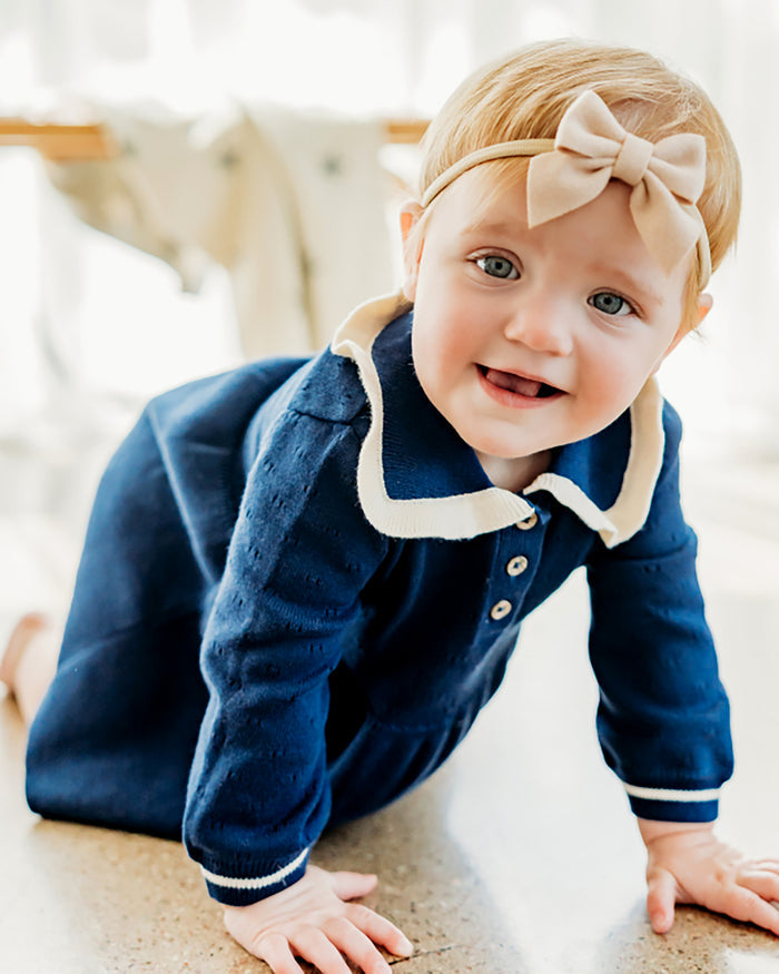Adeline Ruffle Collar Sweater Knit Baby Dress (Organic Cotton)