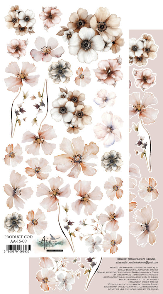 Alchemy Of Art - 6X12 Extras Paper - In Silence - Flowers. Available at Embellish Away in Bowmanville Ontario Canada.
